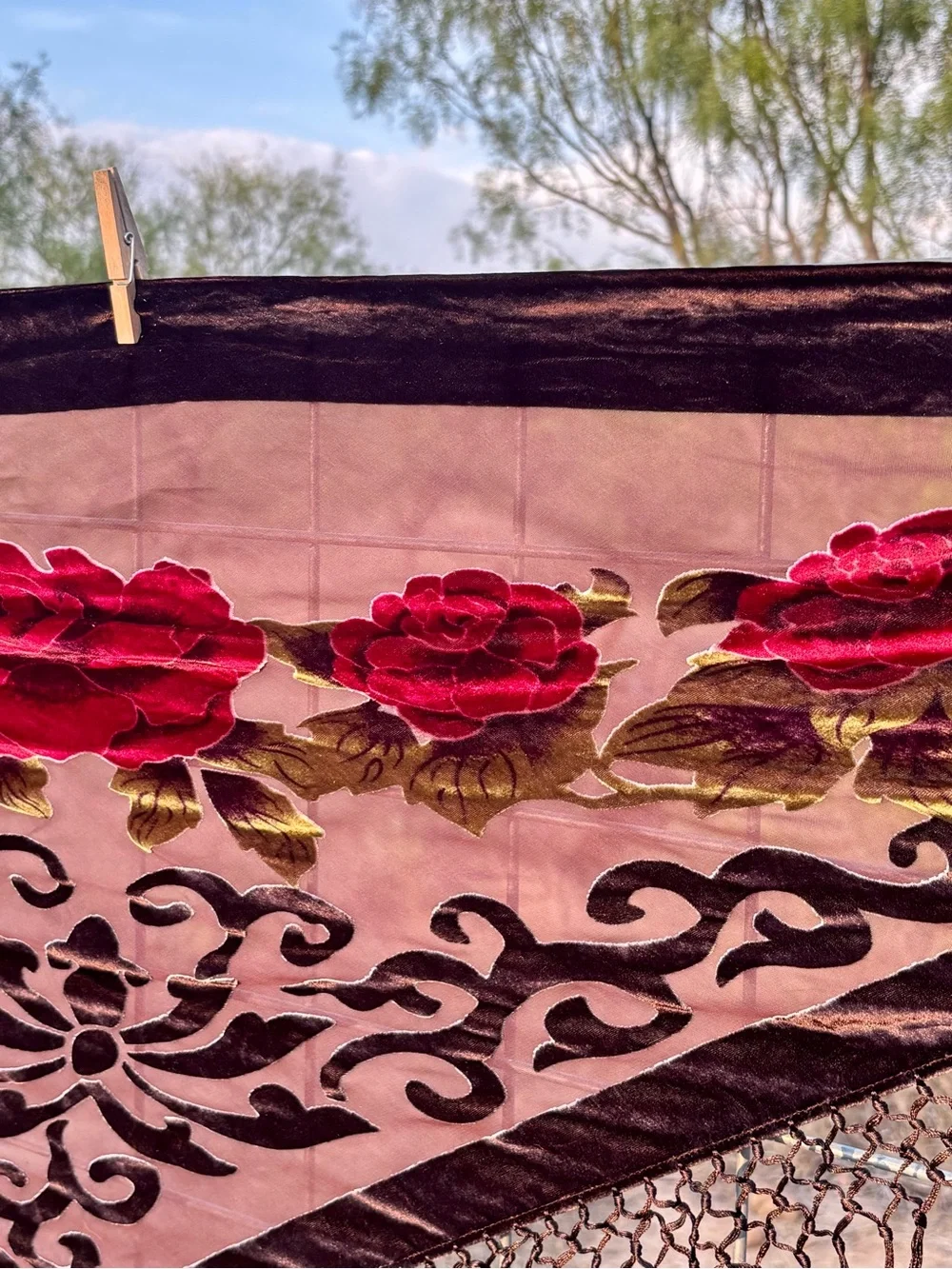 Rabella Collection Burnt Out Velvet  Shawl Vintage 80’s